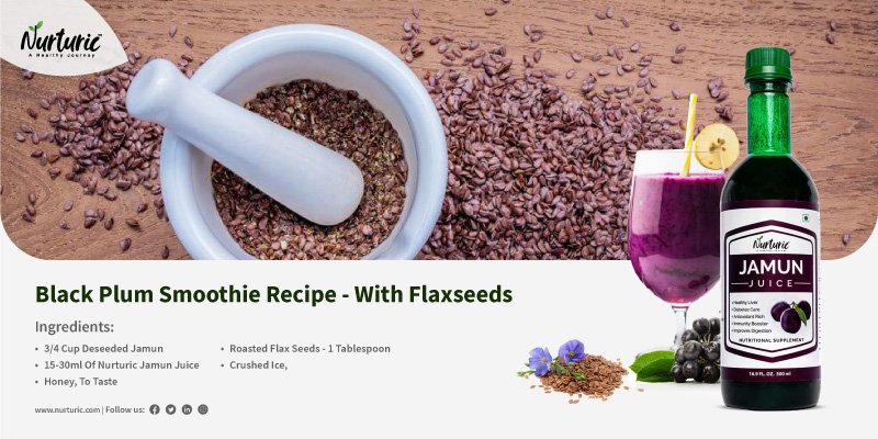 How to make diabetic friendly black plum smoothie recipe with flaxseeds